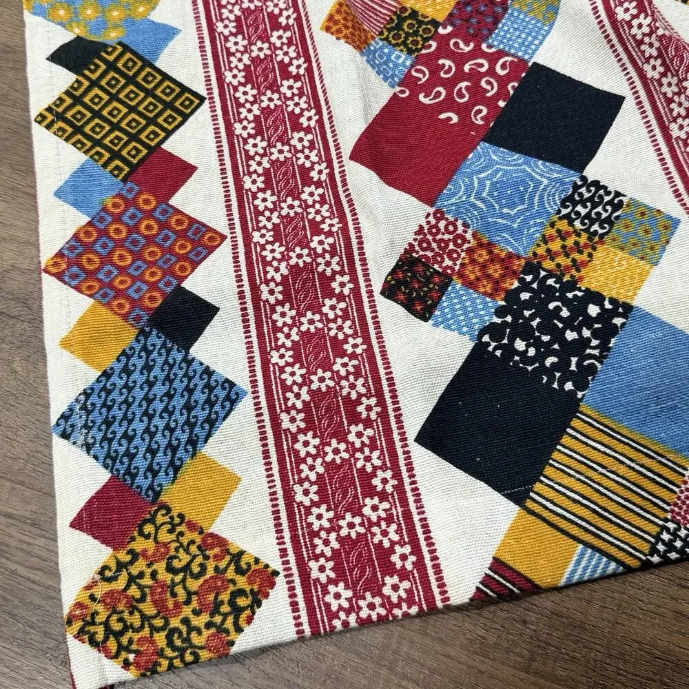Set 2 Vintage 70s JC Penney Home Starburst Patchwork Cafe Curtains 30